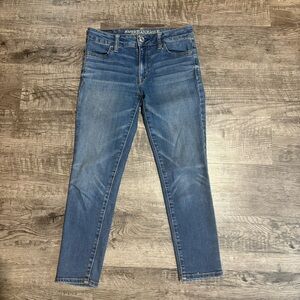 America Eagle Jeans Women’s 0 Blue Hi Rise Jegging Crop Super Stretch
